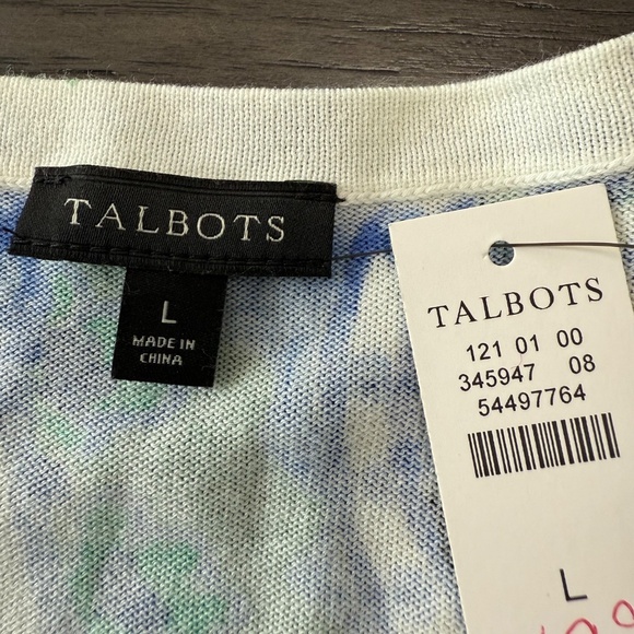 Talbots 3/4 Sleeve Paisley Print Button Down Cardigan Sweater Size L - Picture 7 of 8